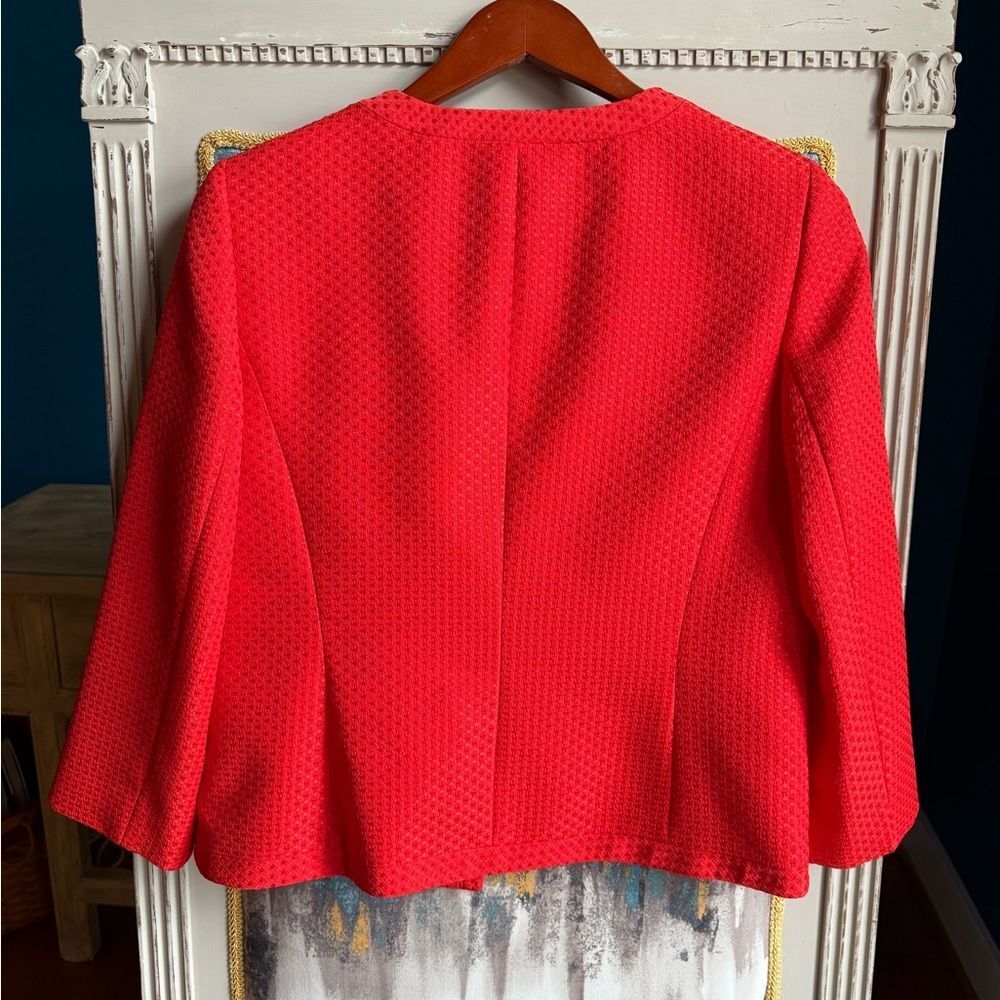 Kasper Women's Vibrant Orange Textured Blazer - Picture 3 of 6